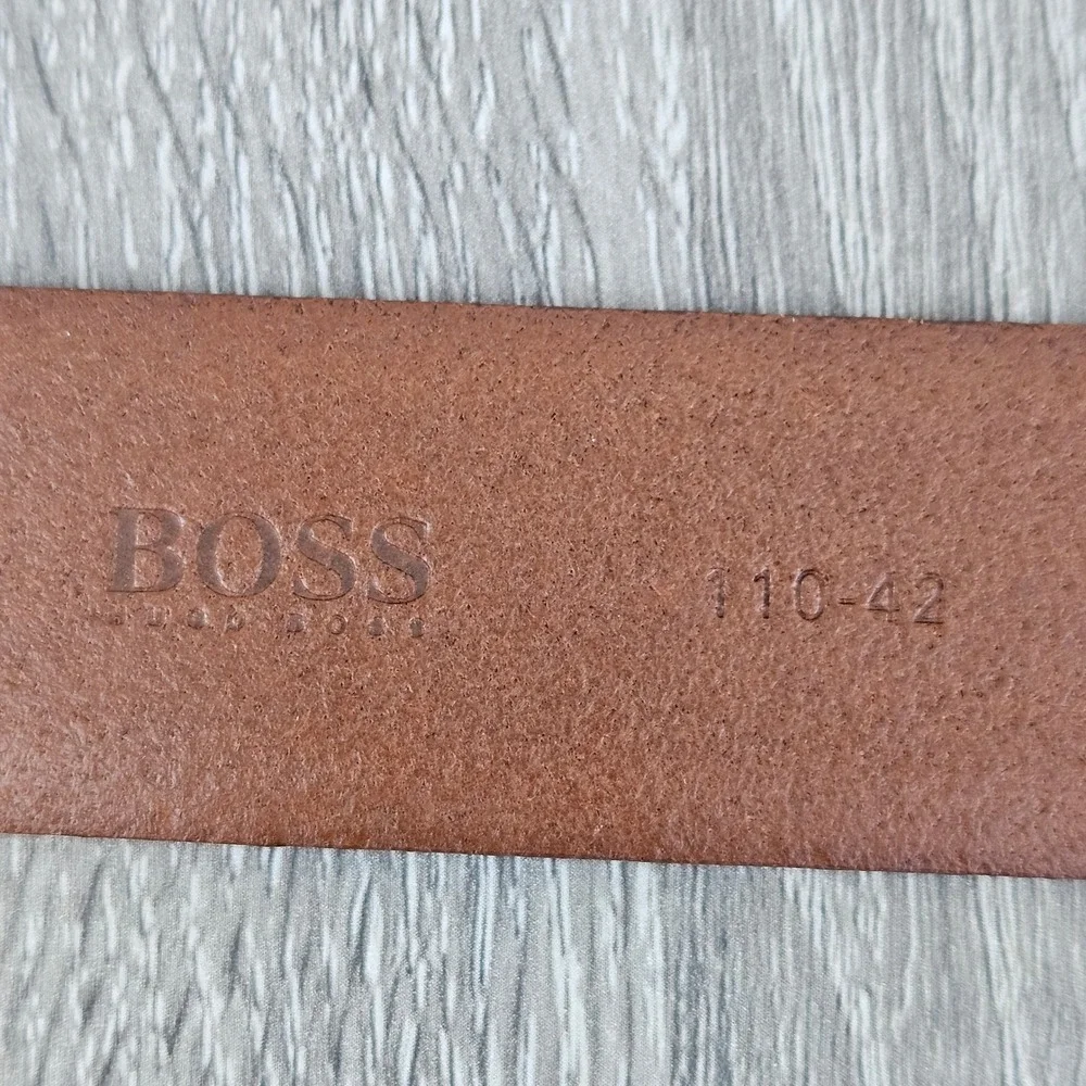 Hugo Boss Erron Mens Tan Brown Vegetable Tanned Leather Belt 110 42 Romania